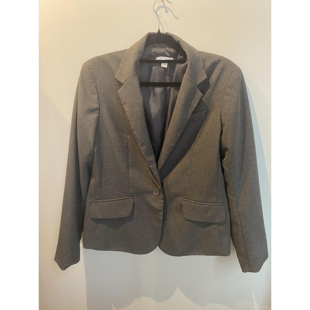 New York & Company Women's Size 14 Grey Blazer Suit Jacket